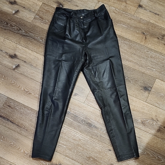 Newport News Vintage 10 Motor Black Genuine Leather Straight Leg Pants Bikercore
